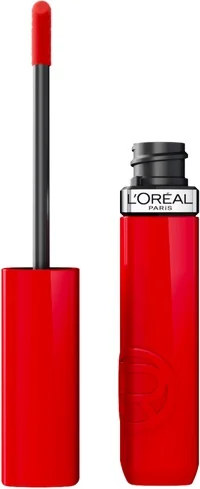 Ruj lichid cu stralucire de lac Infaillible Laque Resistance 410 Rouge Poppy, 4.3ml, L'Oreal Paris