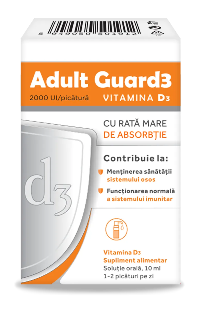 Adult Guard3 2000 UI Vitamina D3, 10ml, Evital