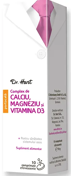 Dr.Hart Calciu Magneziu si Vitamina D3, 10 comprimate efervescente