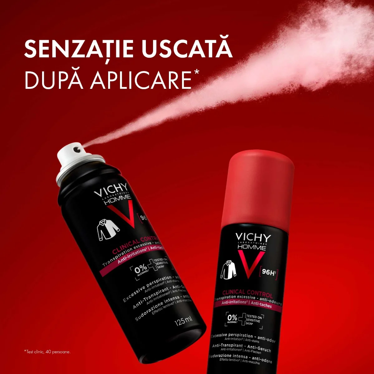Antiperspirant impotriva mirosurilor neplacute 96H pentru barbati Clinical Control, 125ml, Vichy