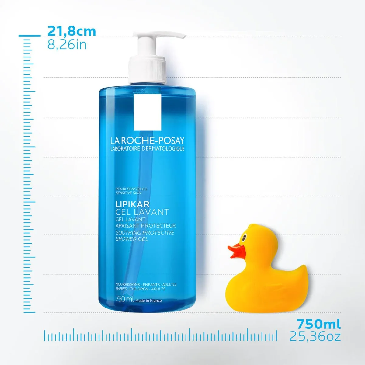 Gel de spalare pentru piele sensibila sau uscata bebelusi copii adulti Lipikar, 750ml, La Roche-Posay
