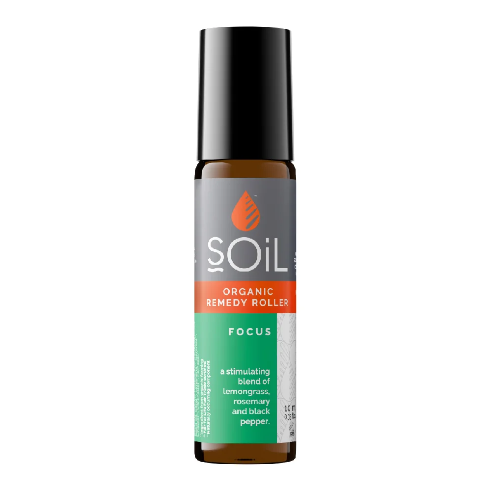 Roll-on cu uleiuri esentiale pure organice Ecocert concentrare Focus, 10ml, Soil