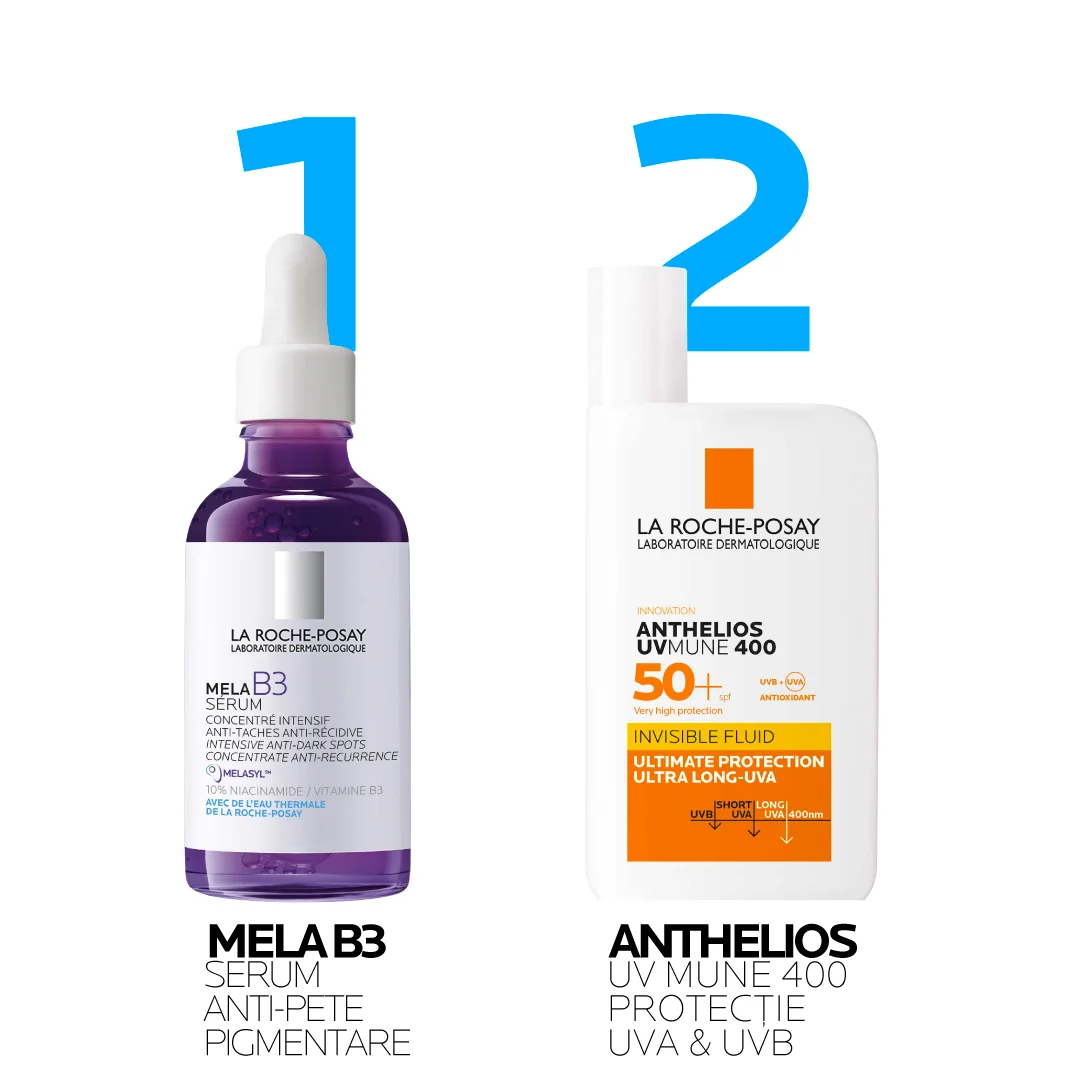 Ser concentrat intensiv pentru corectare pete pigmentare cu efect anti-recurenta pentru orice tip de ten Mela B3, 50ml, La Roche-Posay