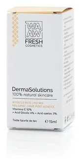 Booster DermaSolutions pete si urme post-acneice Vitamina C 10% + Acid Glicolic 6% + Acid azelaic 3%, 15ml, Wawa Fresh Cosmetics