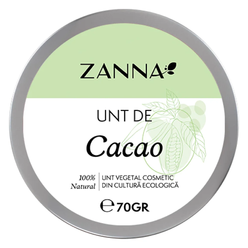 Unt de cacao pentru uz cosmetic Bio, 70g, Zanna