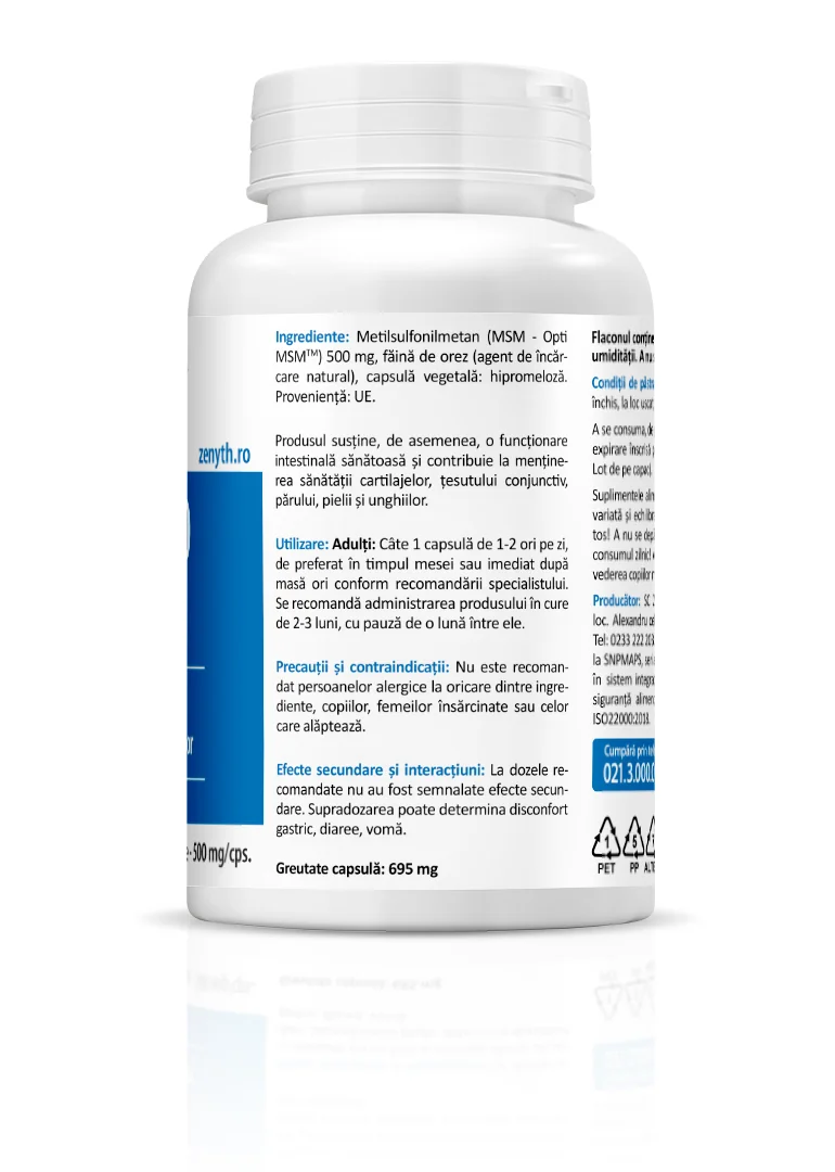 MSM 500mg, 60 capsule, Zenyth