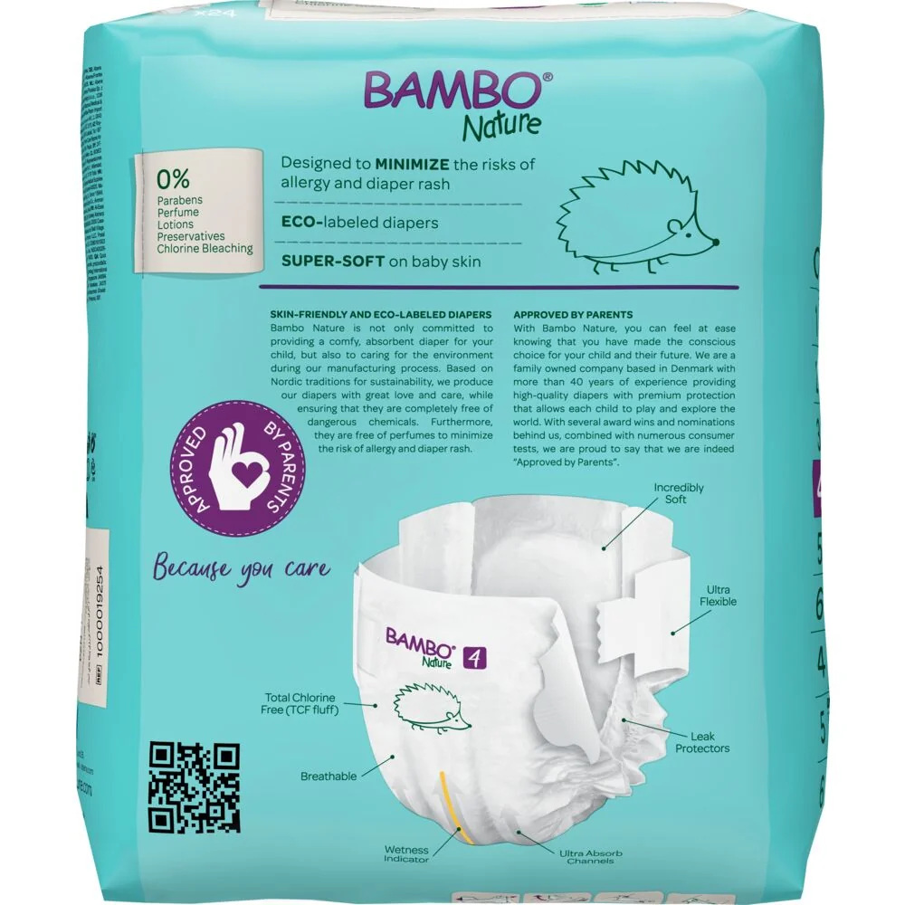 Scutece eco Nr. 4 pentru 7-14 kg, 24 bucati, Bambo Nature