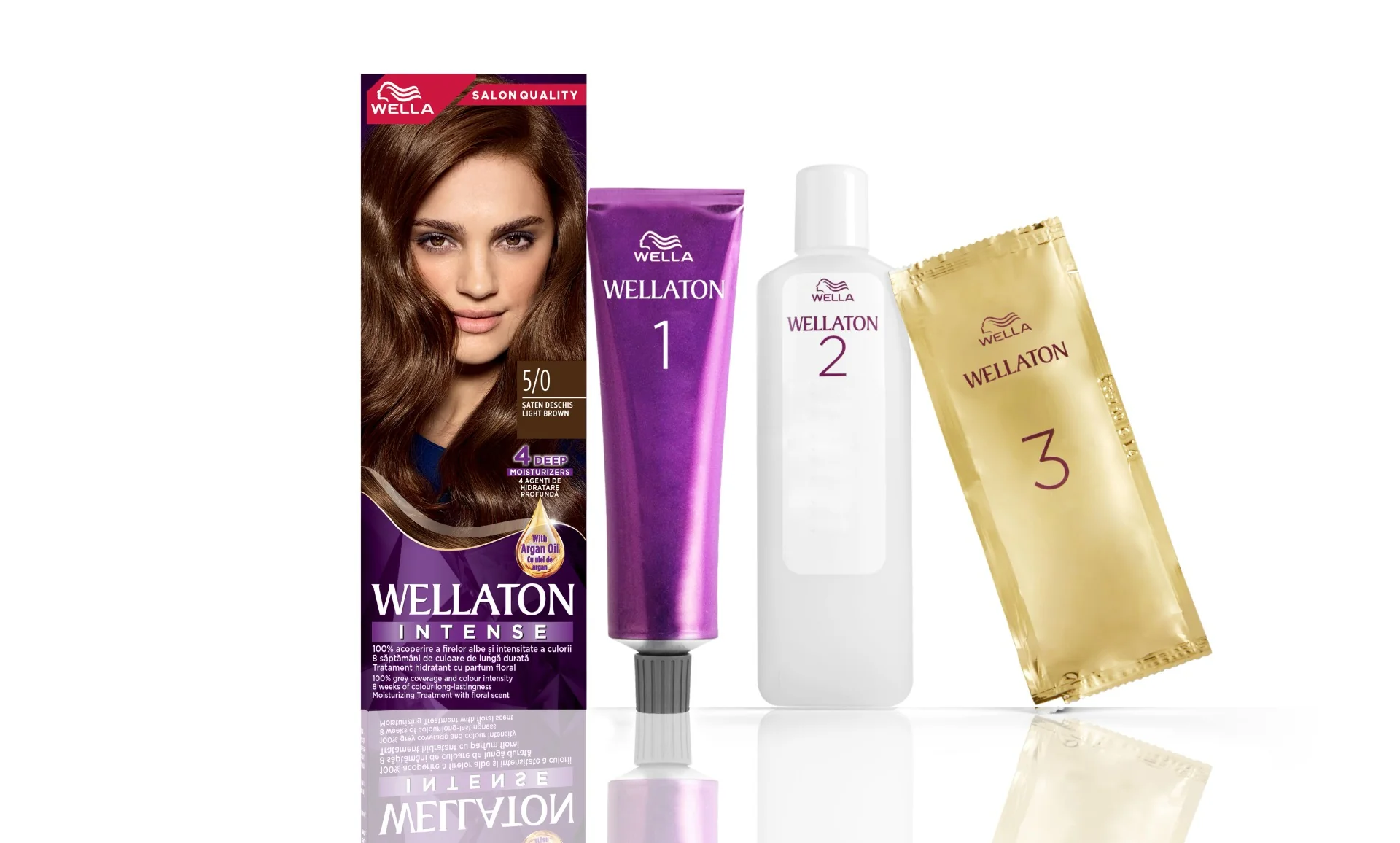 Vopsea de par permanenta Saten Deschis 5.0 Wellaton, 110ml, Wella