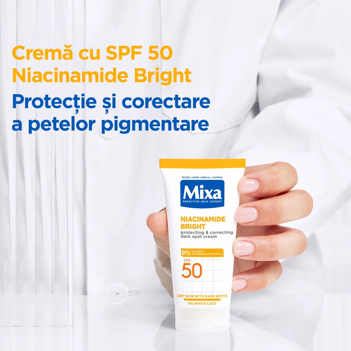 Crema corectoare pete pigmentare pentru piele sensibila SPF50, 50ml, Mixa