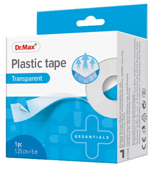 Dr. Max Plastic tape transparent 1,25cm x 5m, 1 bucata