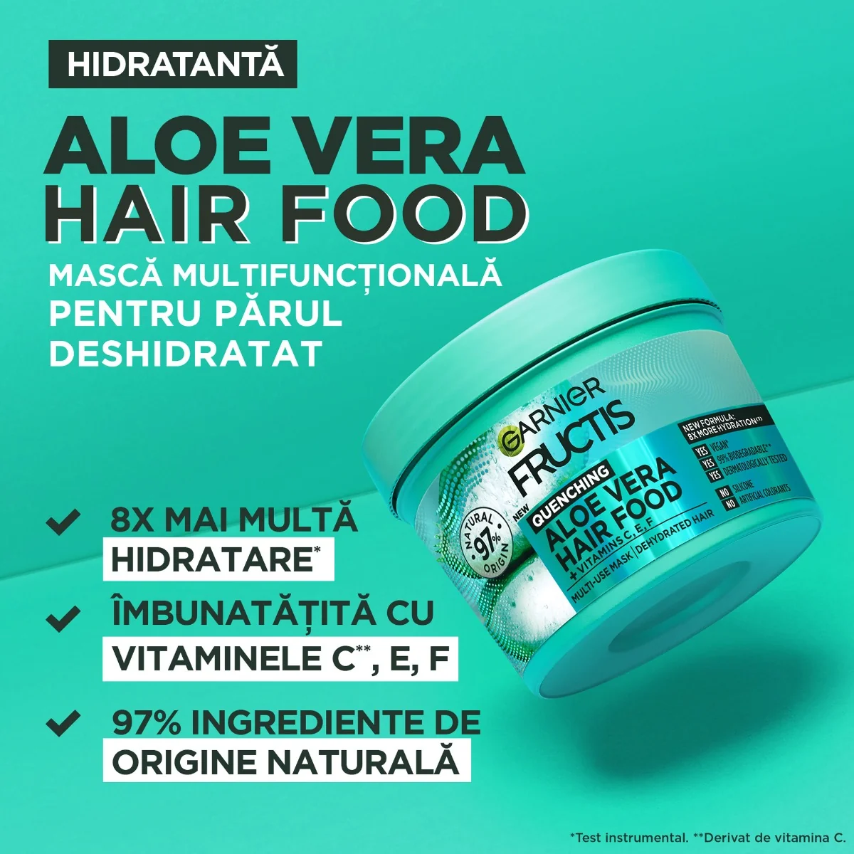 Masca pentru parul normal spre uscat Hair Food Hidratanta Aloe Vera, 390ml, Fructis