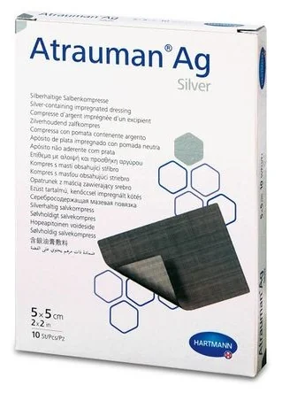 Pansament cu unguent neutru si argint, 5 x 5cm, 10 bucati, Atrauman