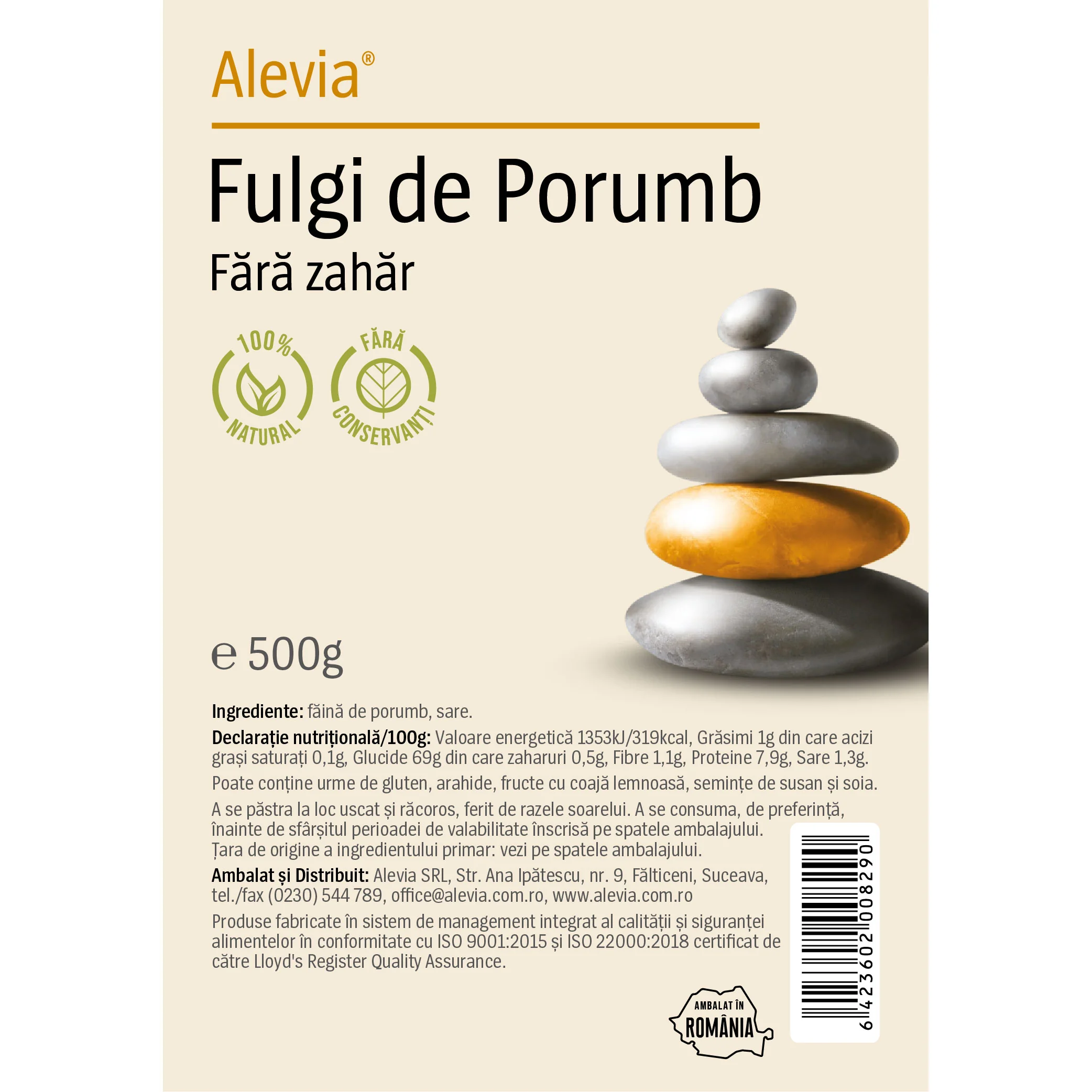 Fulgi de porumb fara zahar, 500g, Alevia