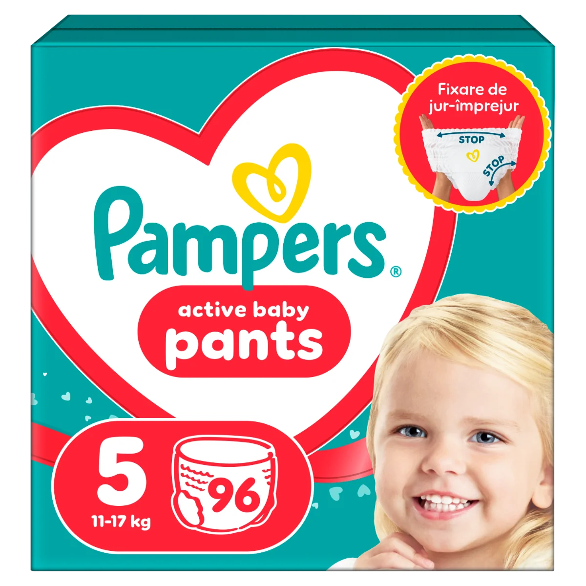 Scutece Pants Stop&Protect Nr. 5 pentru 11-17 kg, 96 bucati, Pampers