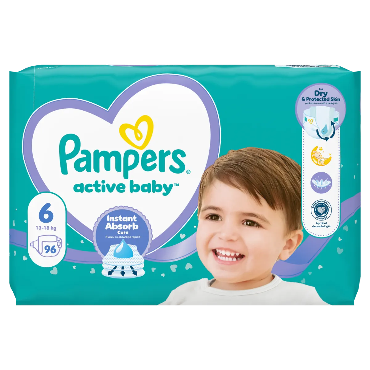 Scutece Active Baby Mega Box Marimea 6 pentru 13 -18 kg, 96 bucati, Pampers