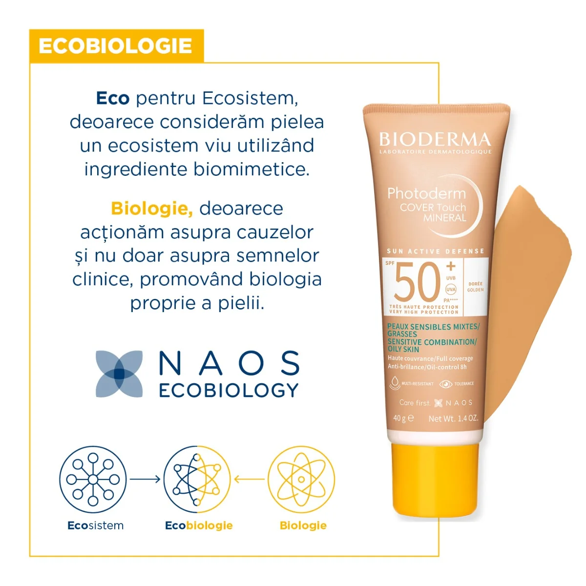 Crema Cover Touch cu SPF50+ auriu Photoderm, 40ml, Bioderma