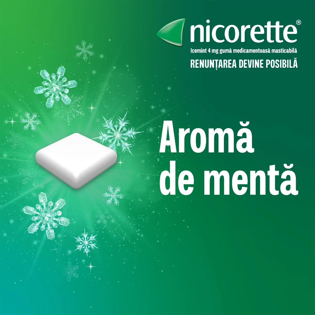 Nicorette® Icemint 4mg guma medicamentoasa masticabila, 30 bucati, Johnson&Johnson
