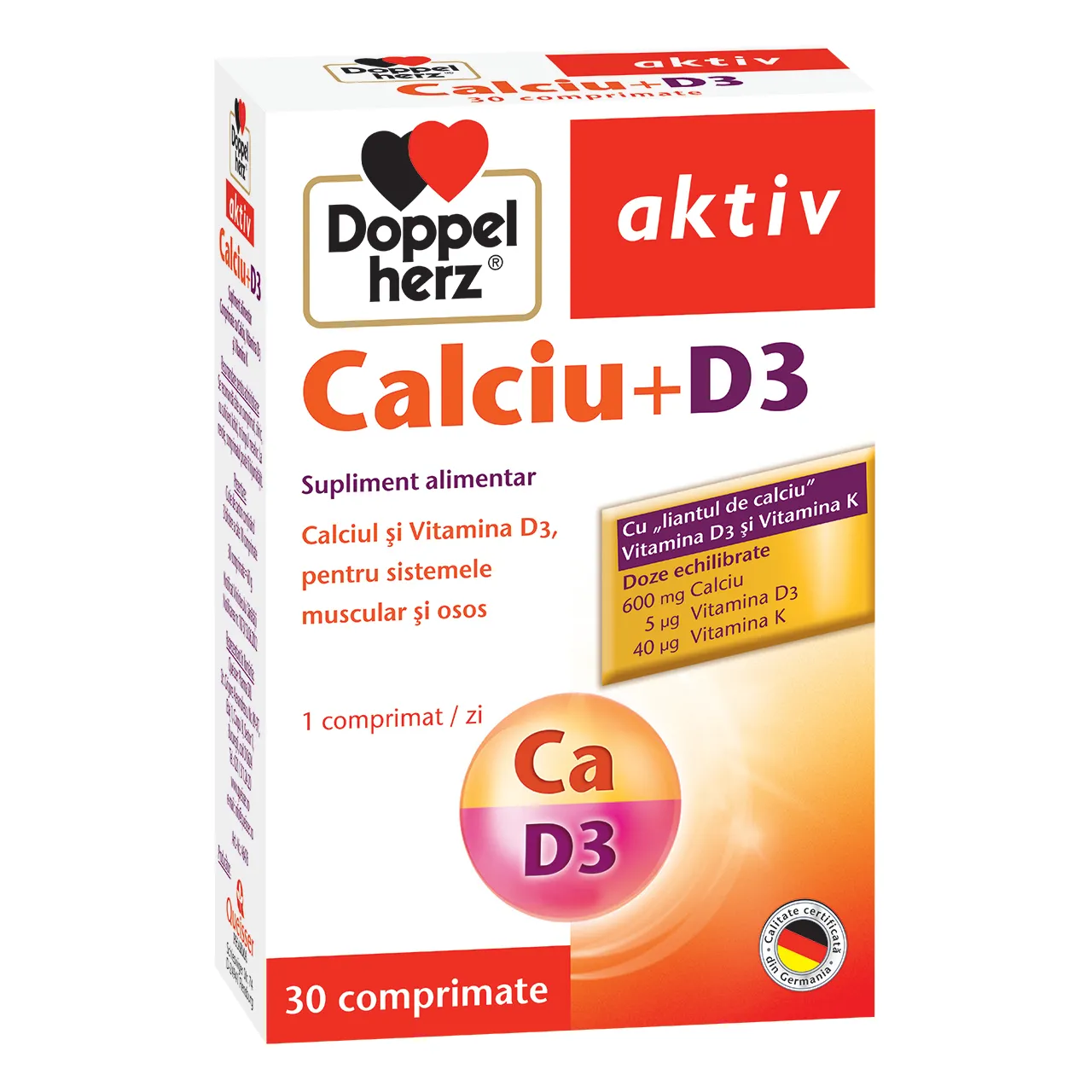 Calciu + D3, 30 comprimate, Doppelherz
