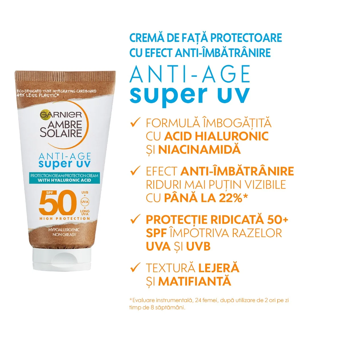 Crema protectoare cu efect anti-imbatranire Super UV SPF50 Ambre Solaire, 50ml, Garnier