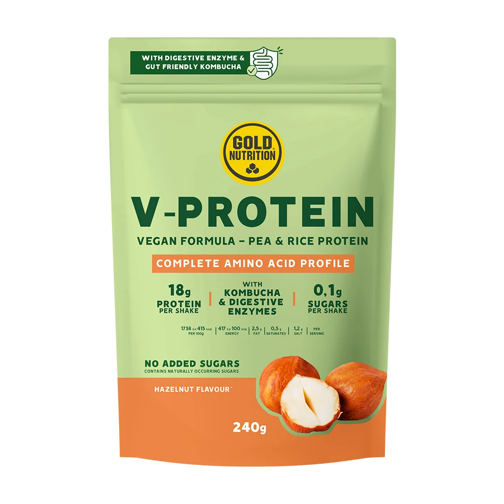 Pudra proteica V Protein cu alune de padure, 240g, Gold Nutrition