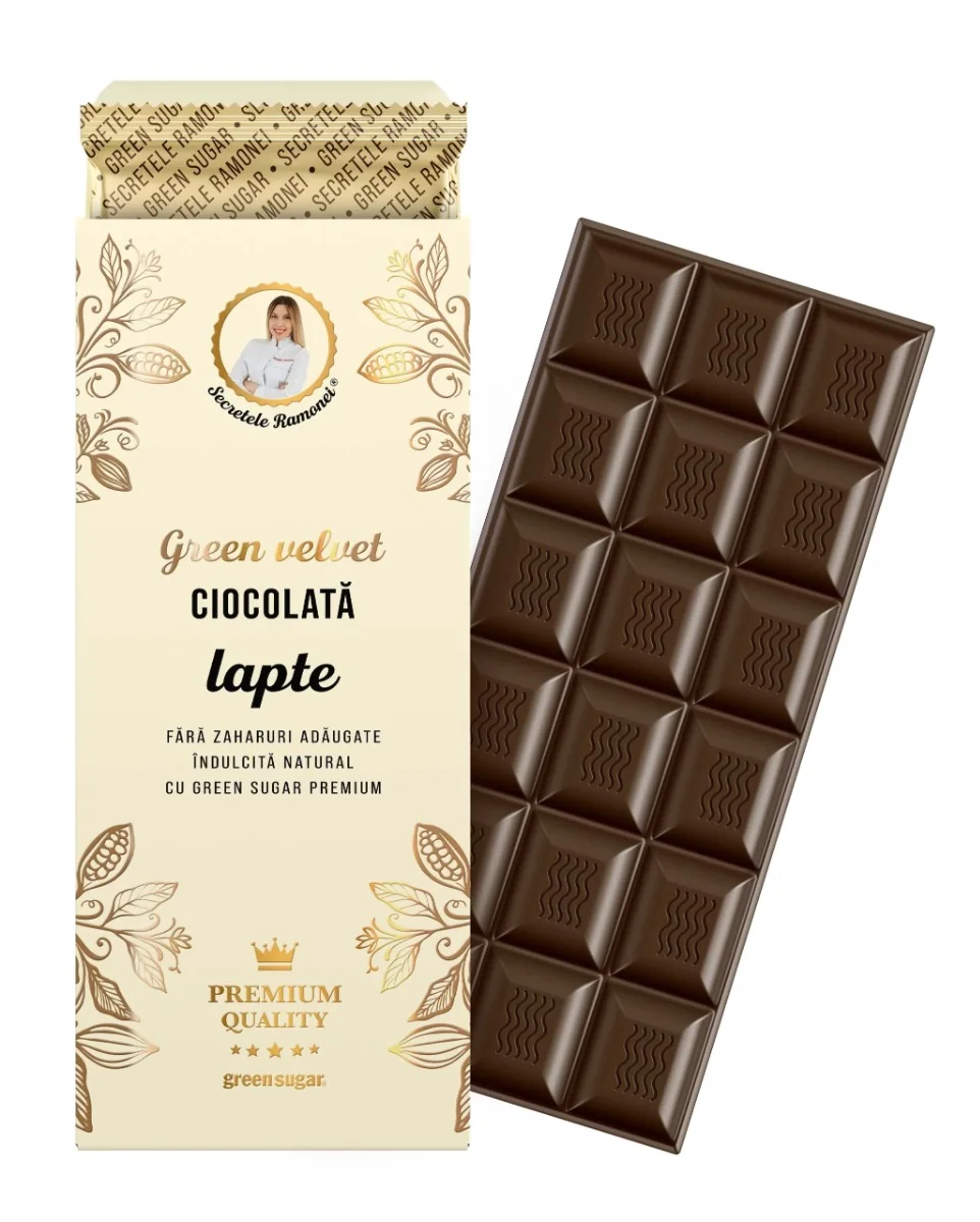 Ciocolata cu lapte Green Velvet Secretele Ramonei, 100g, Laboratoarele Remedia