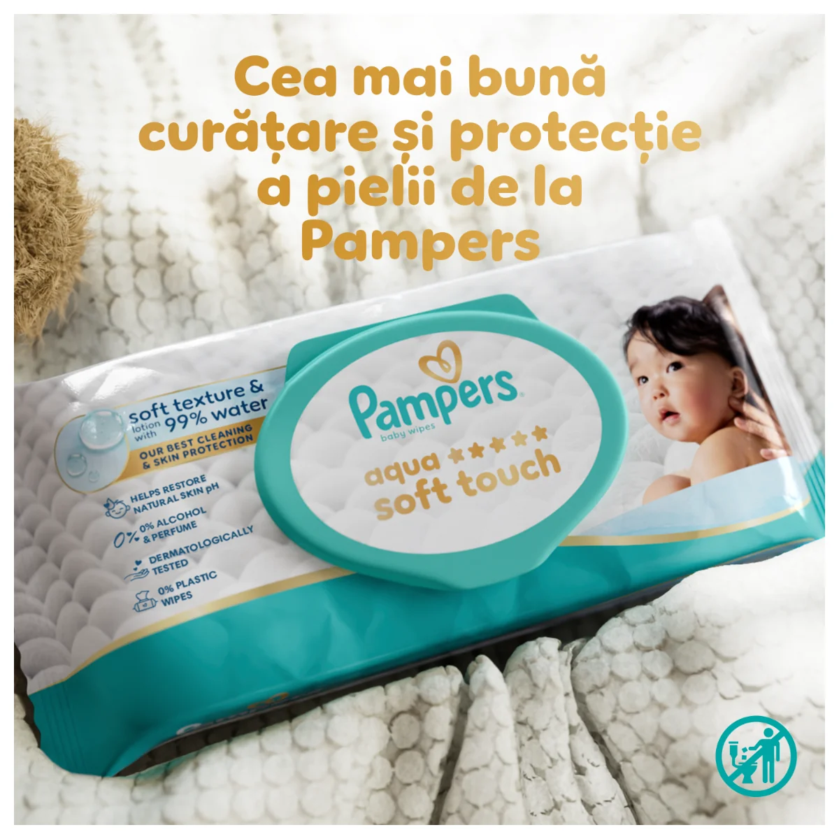 Servetele umede 99% apa cu lotiune usoara, 900 bucati, Pampers 
