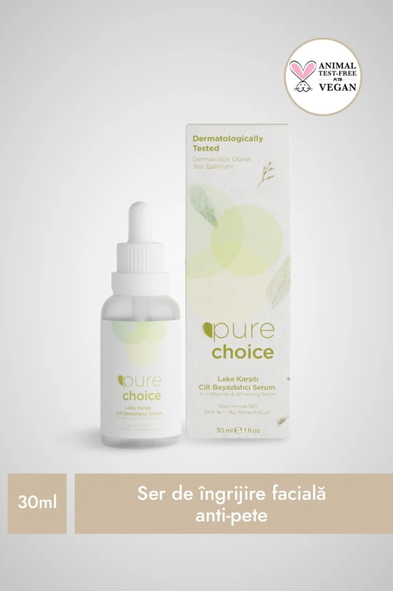 Ser ingrijire faciala anti-pete si anti-roseata, 30ml, Pure Choice