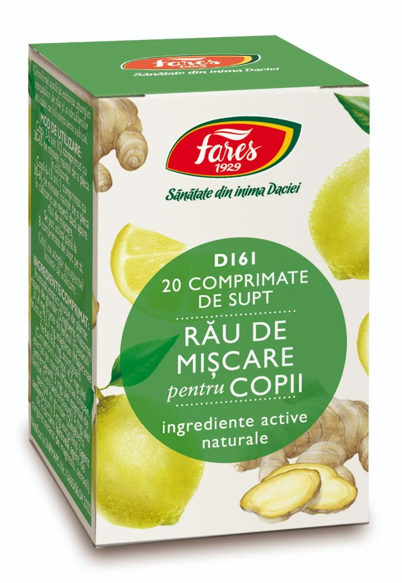 Rau de miscare pentru copii D161, 20 comprimate, Fares 