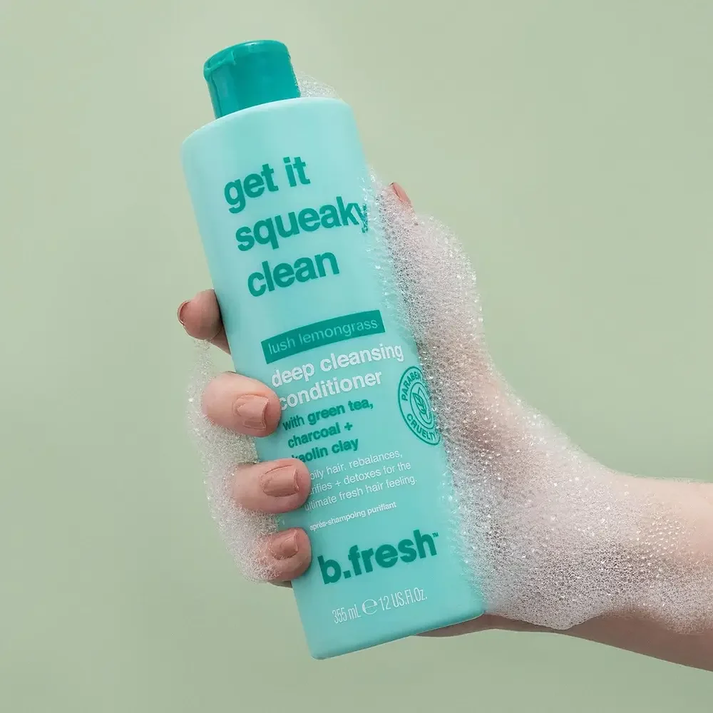 Balsam pentru par gras cu ceai verde si carbune activ Get It Squeaky Clean, 335ml, B.fresh