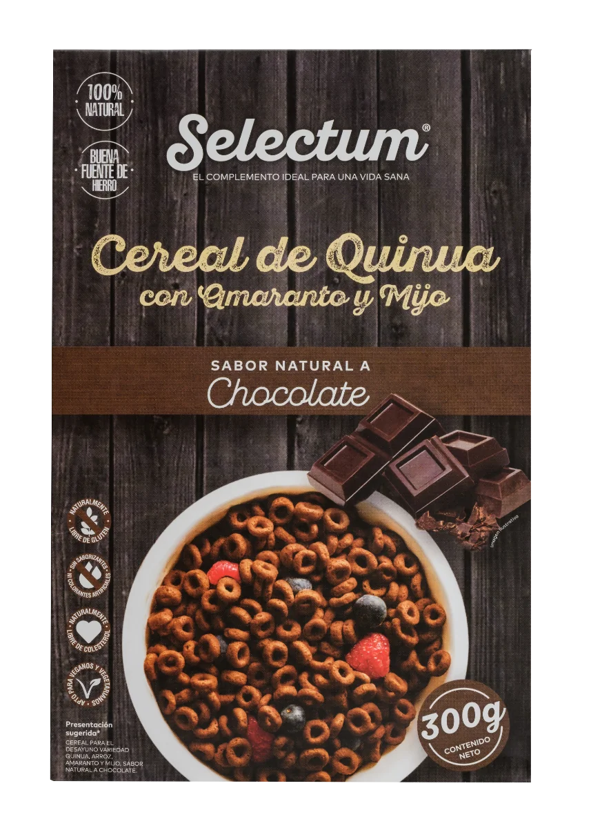Cereale de quinoa cu amarant si mei cu aroma de ciocolata, 300g, Selectum