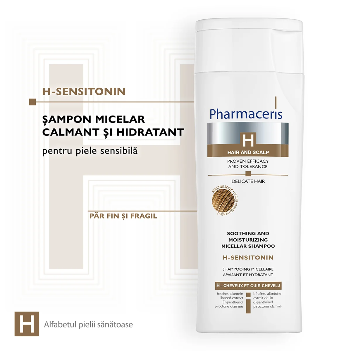 Sampon calmant pentru scalp sensibil & par fin si delicat Sensitonin H, 250ml, Pharmaceris