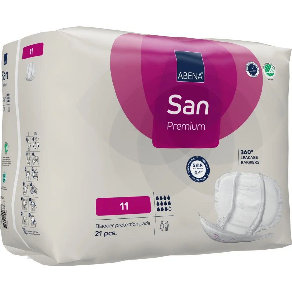 Absorbante anatomice pentru incontinenta moderata pana la severa San 11 Premium cu absorbtie 3400ml, 21 bucati, Abena
