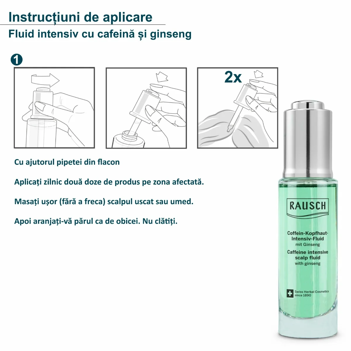 Fluid intensiv pentru scalp cu cafeina si ginseng, 30ml, Rausch