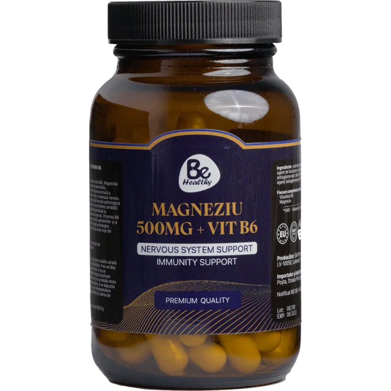 Magneziu 500mg + Vitamina B6, 60 capsule, Be Healthy