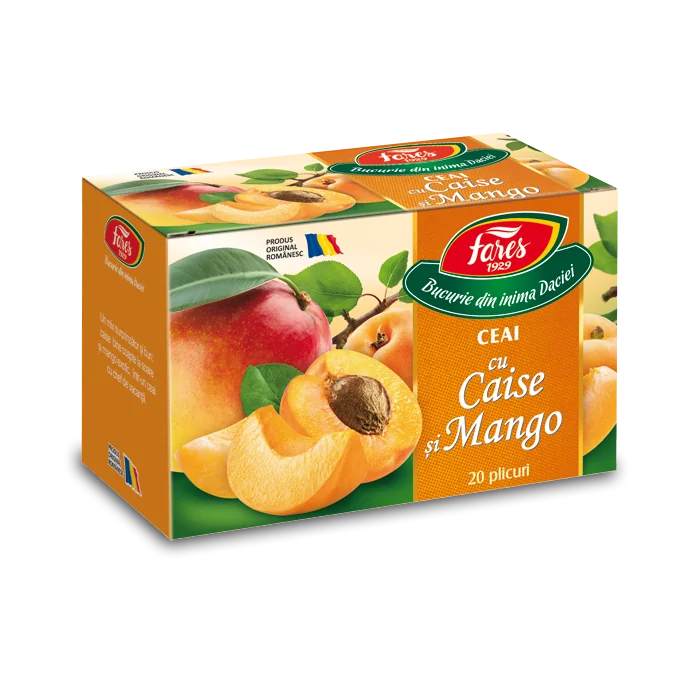 Ceai Aromofruct de caise si mango, 20plicuri, Fares