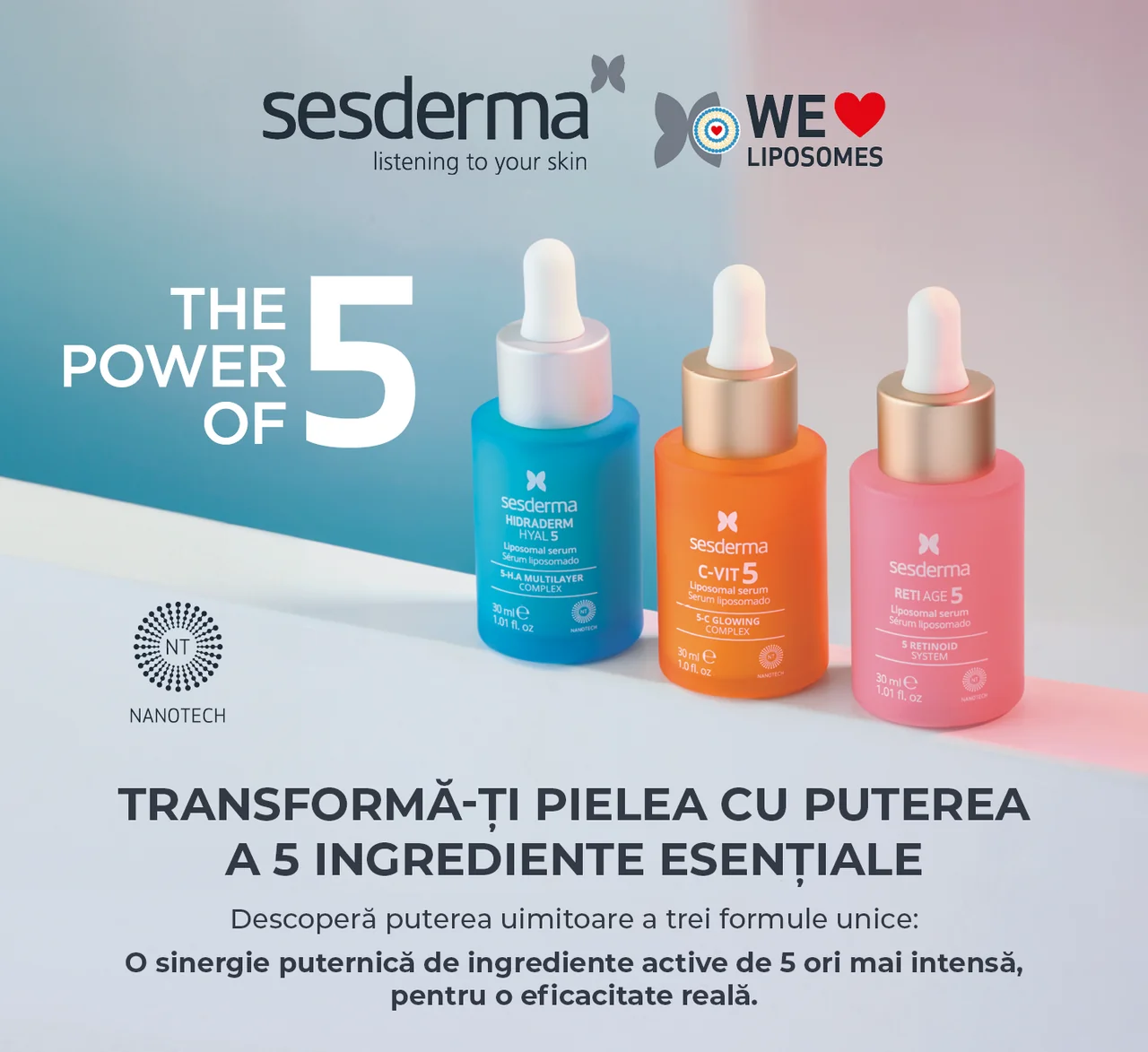 Sesderma- Transforma-ti pielea cu puterea a 5 ingrediente esentiale Sesderma- Transforma-ti pielea cu puterea a 5 ingrediente esentiale