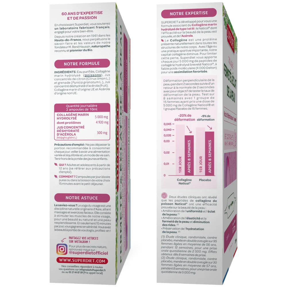 Colagen marin 5g + acerola, 10ml x 20 fiole, Superdiet