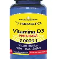 Vitamina D3 Naturala 5000 UI, 30 capsule vegetale, Herbagetica