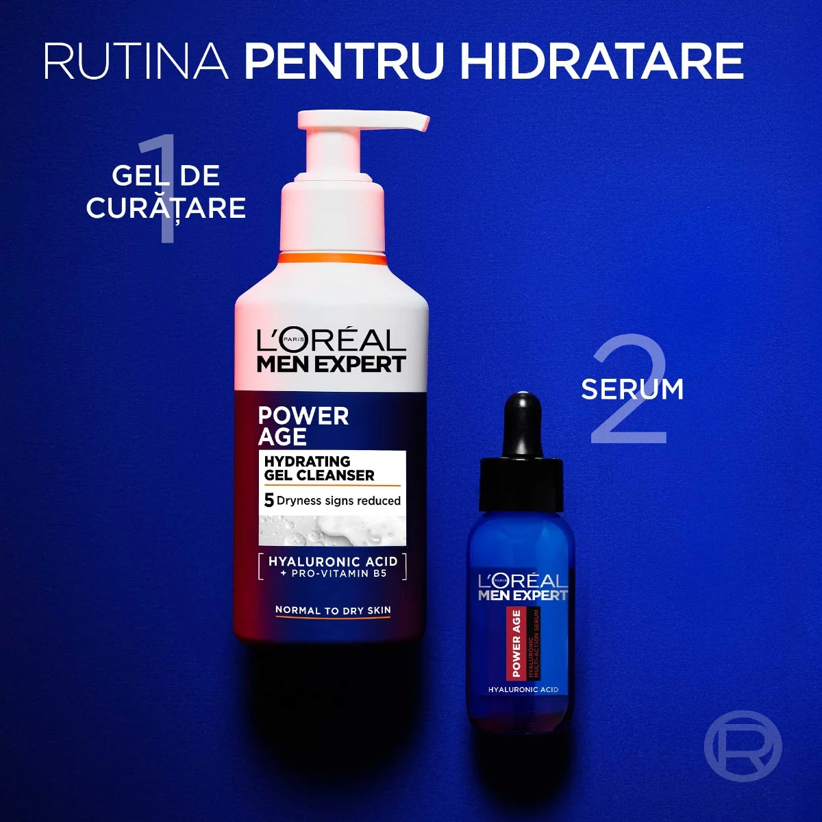 Gel de curatare pentru ten uscat cu acid hialuronic si Pro-Vit B5, 260ml, L'oreal Men Expert