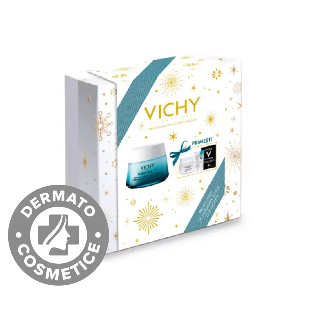 Pachet XMAS 2023 Mineral 89 Crema intens hidratanta 72h pentru toate tipurile de ten + Cadou Liftactiv Crema de noapte 15ml, Vichy
