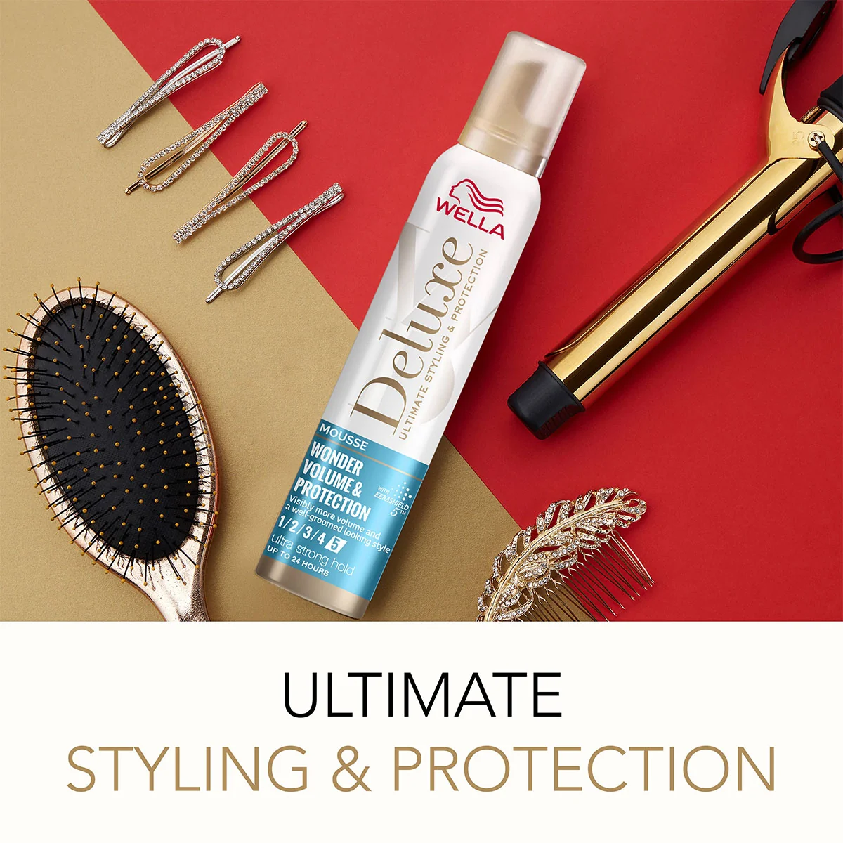 Spuma pentru par cu fixare ultra puternica Wonder Volume & Protection Wella Deluxe, 200ml, Wella