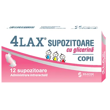 Supozitoare cu glicerina pentru copii 4Lax, 12 bucati, Solacium 