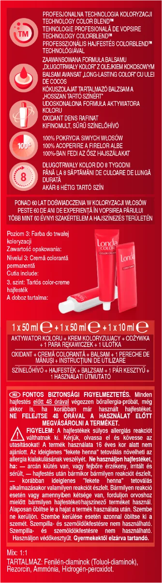 Vopsea de par permanenta 3/75 Mocha Brown, 110ml, Londa