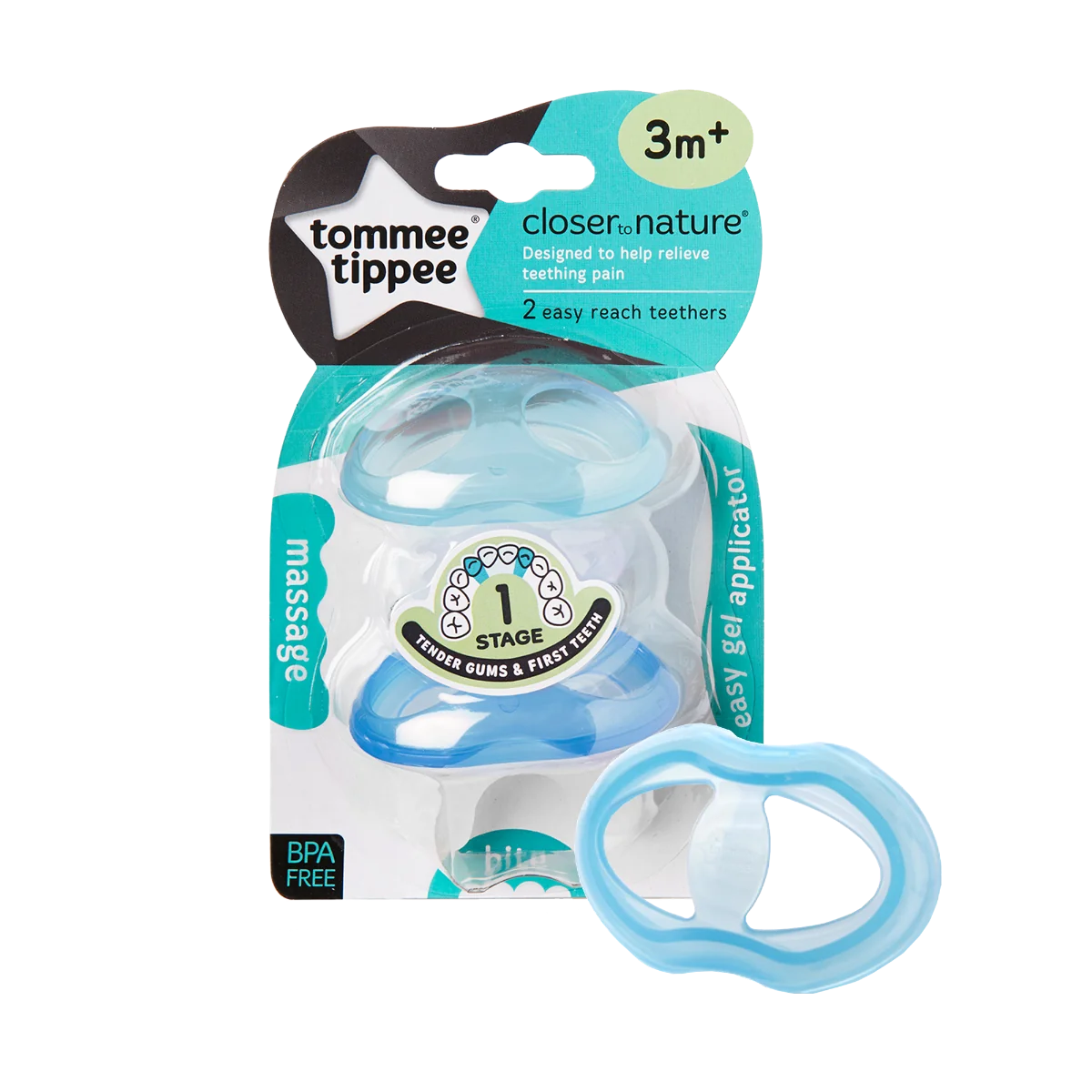 Inel gingival albastru Etapa 1 3 luni+, 2 bucati, Tommee Tippee