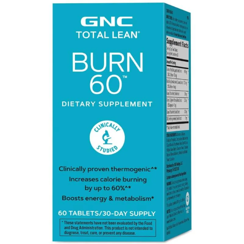 Formula termogenica pentru stimularea metabolismului Total Lean Burn 60, 60 tablete, GNC 