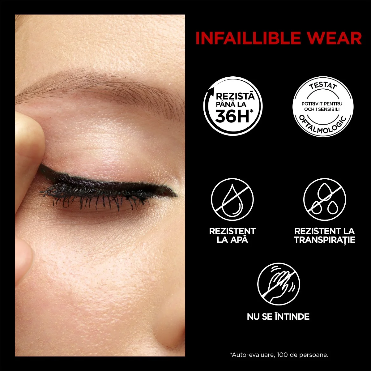 Creion mecanic de ochi gel Infaillible 36H Grip Intense Black, 1.2g, L'Oreal Paris