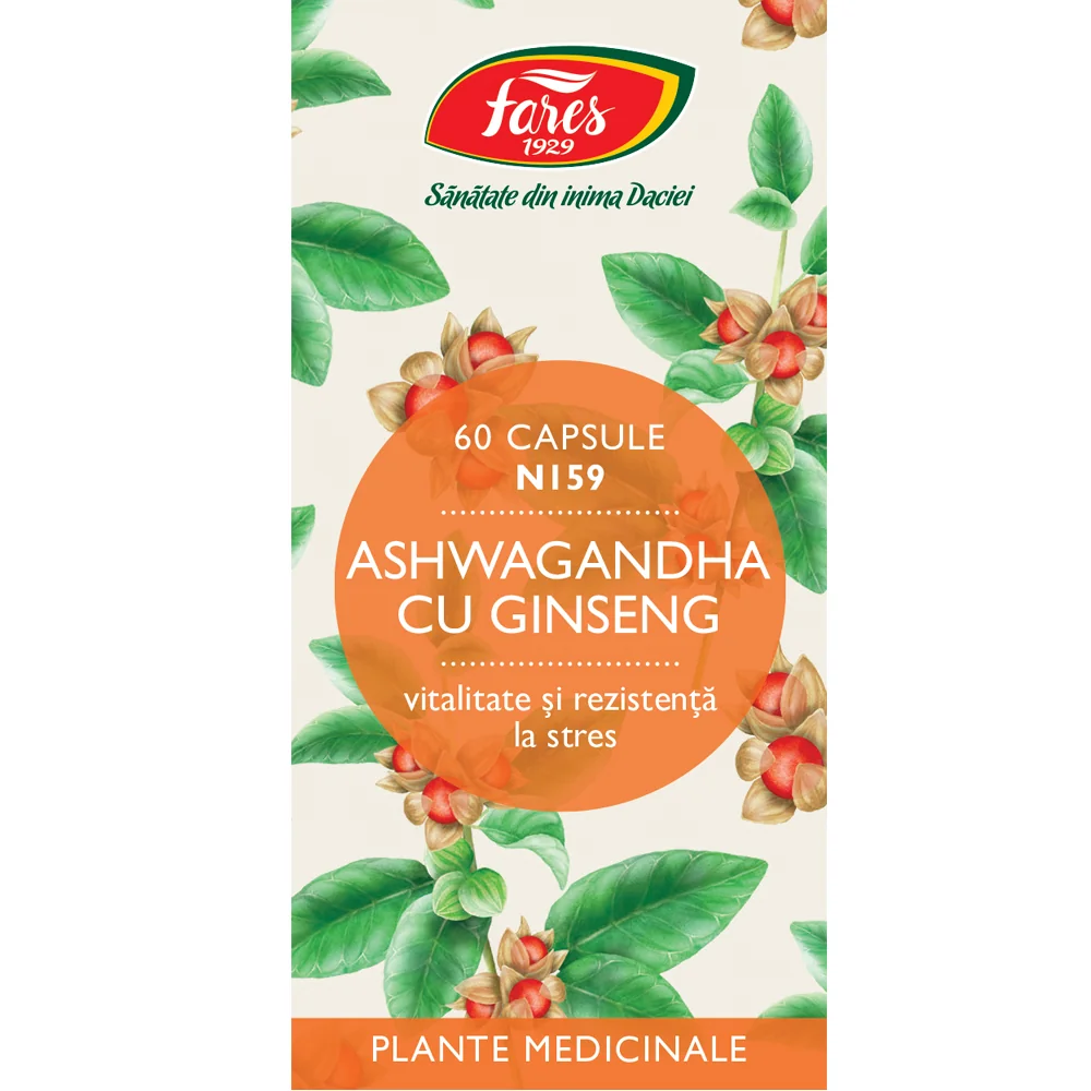 Ashwagandha cu ginseng, 60 capsule, Fares