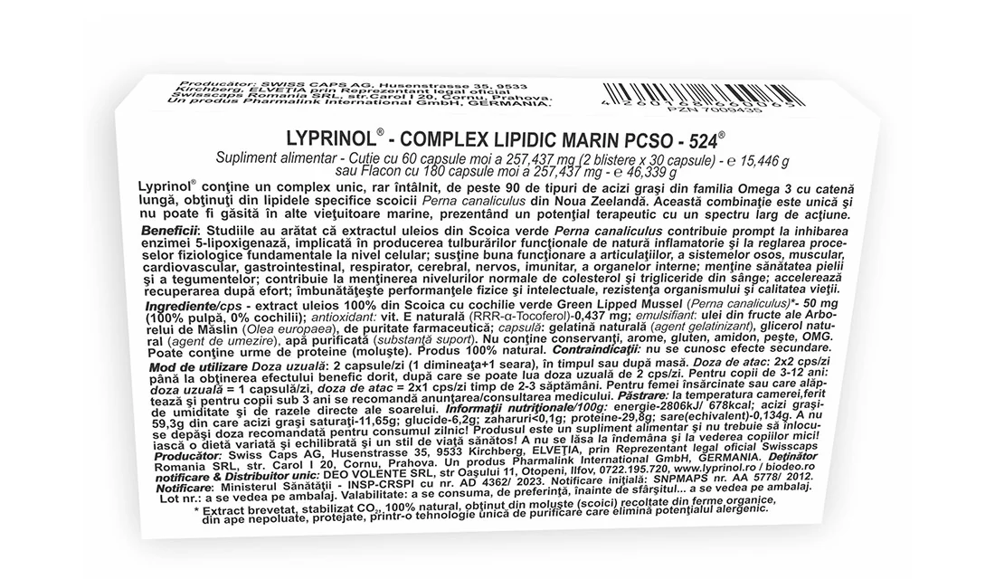 Complex lipidic marin Lyprinol, 60 capsule, Pharmalink