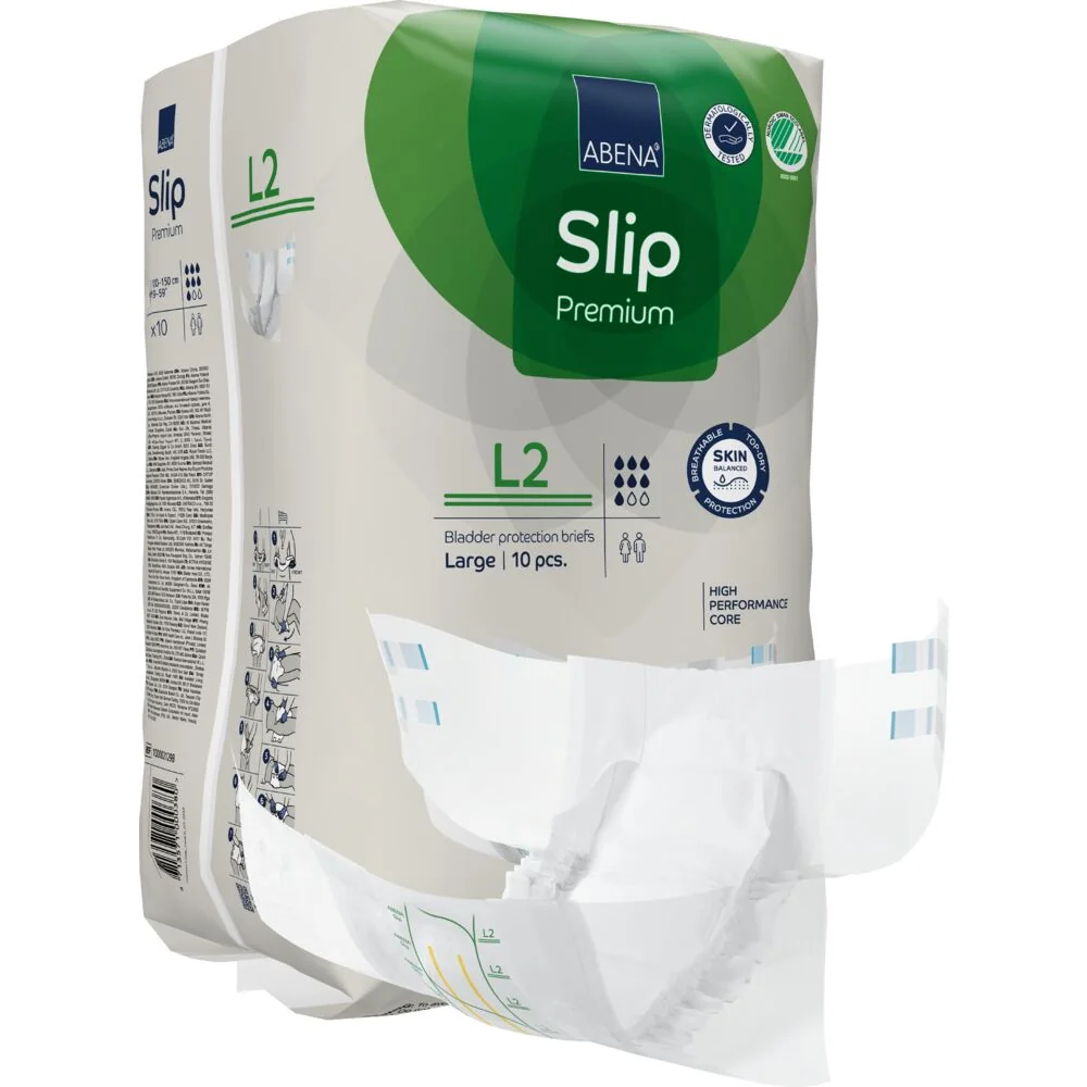 Scutece pentru adulti Premium Slip L2 100-150cm cu absorbtie 3100ml, 10 bucati, Abena