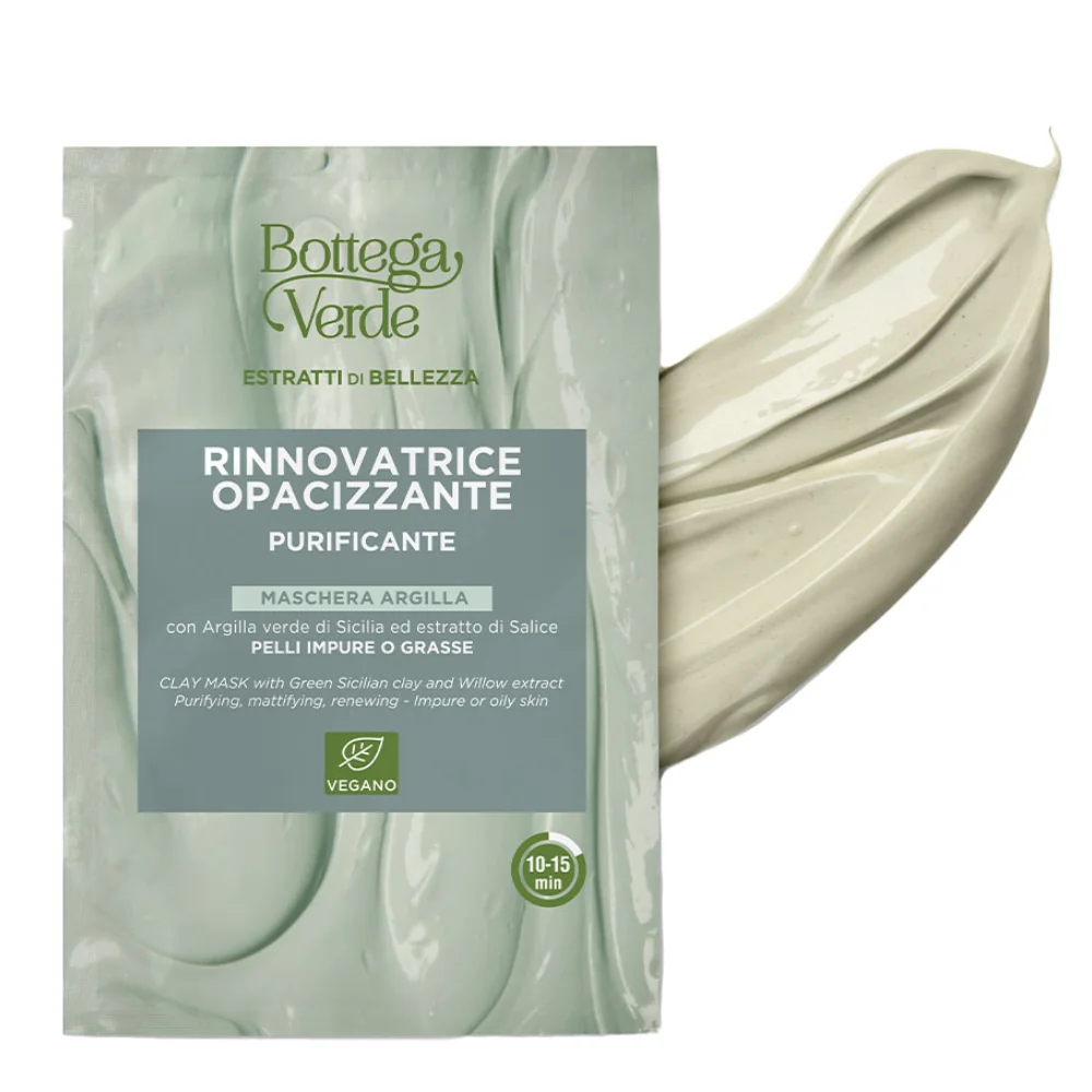 Masca cu argila verde siciliana si extract de salcie Estratti di Bellezza, 8ml, Bottega Verde